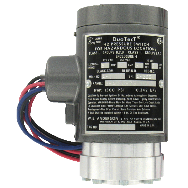 Dwyer Dual Action Explosion Proof Pressure Switch, Series H2
